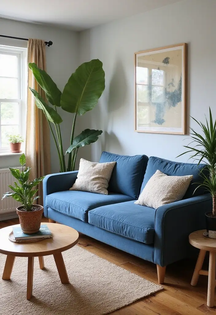 50 Blue Couch Living Room Ideas That Make a Bold Statement 23 50 Blue Couch Living Room Ideas That Make a Bold Statement - 21. Nature Inspired