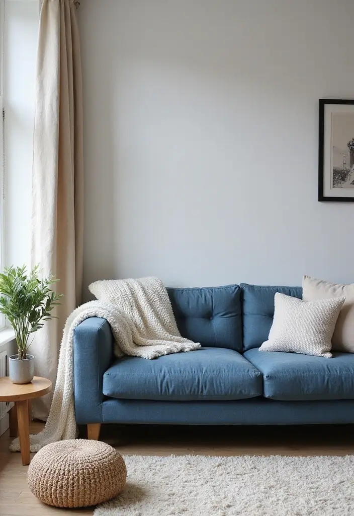 50 Blue Couch Living Room Ideas That Make a Bold Statement 24 50 Blue Couch Living Room Ideas That Make a Bold Statement - 22. Layered Textures