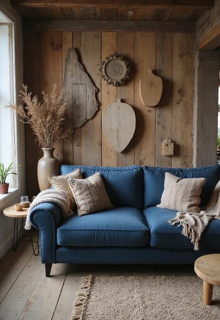 50 Blue Couch Living Room Ideas That Make a Bold Statement 3 50 Blue Couch Living Room Ideas That Make a Bold Statement - 3. Rustic Relaxation