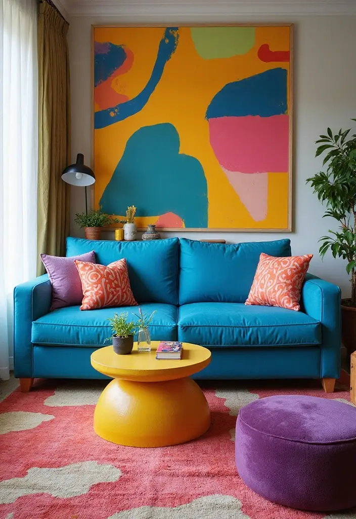 50 Blue Couch Living Room Ideas That Make a Bold Statement 32 50 Blue Couch Living Room Ideas That Make a Bold Statement - 30. Bright and Bold