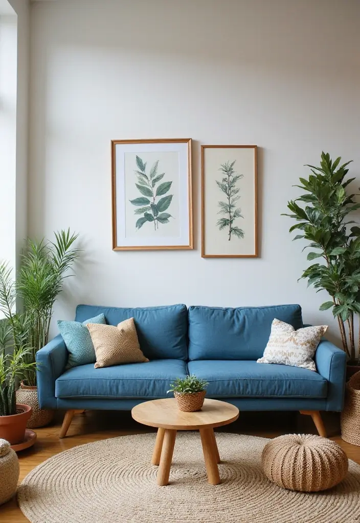 50 Blue Couch Living Room Ideas That Make a Bold Statement 37 50 Blue Couch Living Room Ideas That Make a Bold Statement - 35. Cactus Garden