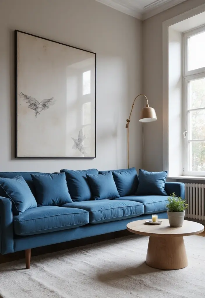 50 Blue Couch Living Room Ideas That Make a Bold Statement 42 50 Blue Couch Living Room Ideas That Make a Bold Statement - 38. Contemporary Chic