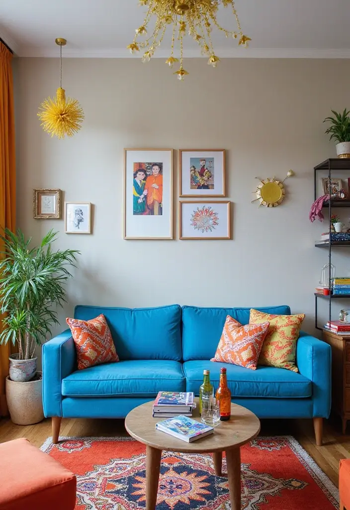 50 Blue Couch Living Room Ideas That Make a Bold Statement 46 50 Blue Couch Living Room Ideas That Make a Bold Statement - 42. Fun and Quirky