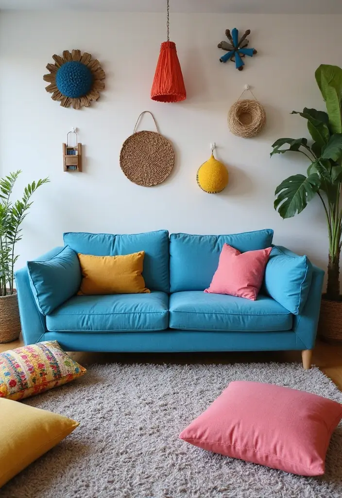 50 Blue Couch Living Room Ideas That Make a Bold Statement 48 50 Blue Couch Living Room Ideas That Make a Bold Statement - 44. Playful Textures