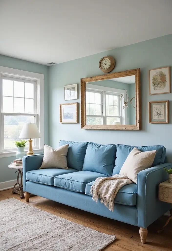 50 Blue Couch Living Room Ideas That Make a Bold Statement 49 50 Blue Couch Living Room Ideas That Make a Bold Statement - 45. Vintage Coastal