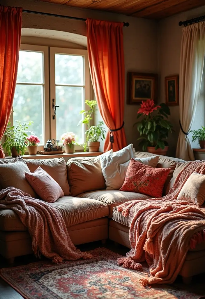 50 Boho Style Living Room Ideas Full of Charm and Character 15 50 Boho Style Living Room Ideas Full of Charm and Character - 15. Add a Touch of Romance with Fabrics