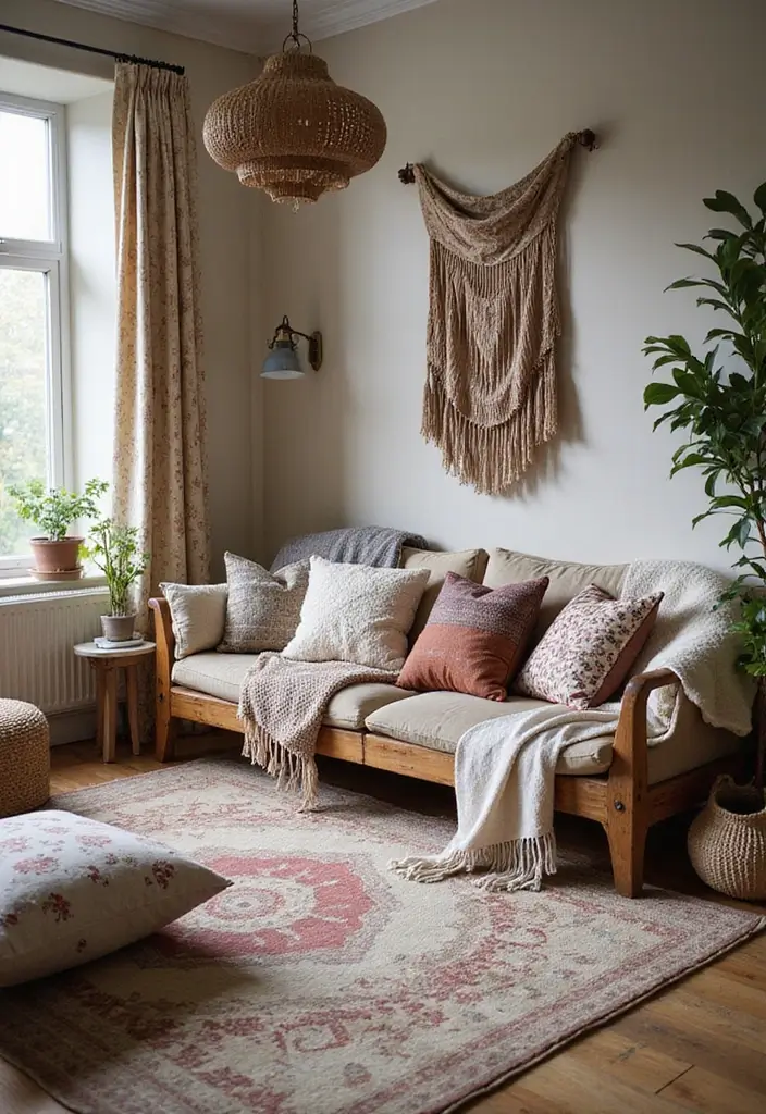 50 Boho Style Living Room Ideas Full of Charm and Character 28 50 Boho Style Living Room Ideas Full of Charm and Character - 28. Bring in Textured Pillows and Throws