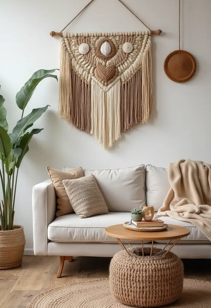 50 Boho Style Living Room Ideas Full of Charm and Character 36 50 Boho Style Living Room Ideas Full of Charm and Character - 36. DIY Wall Hangings