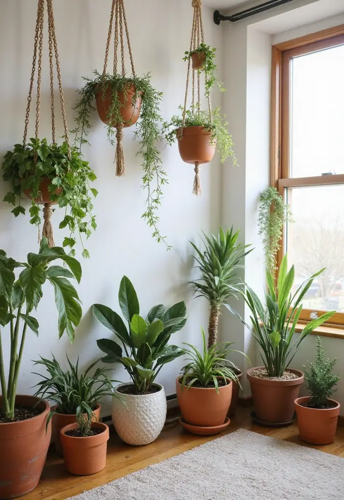 50 Boho Style Living Room Ideas Full of Charm and Character 38 50 Boho Style Living Room Ideas Full of Charm and Character - 38. Unique Plant Holders