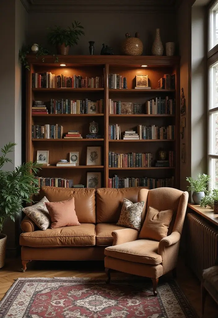 50 Brown Sofa Living Room Ideas That Feel Warm and Inviting 10 50 Brown Sofa Living Room Ideas That Feel Warm and Inviting - 10. Cozy Reading Nook