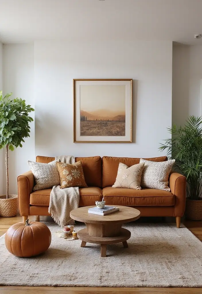 50 Brown Sofa Living Room Ideas That Feel Warm and Inviting 15 50 Brown Sofa Living Room Ideas That Feel Warm and Inviting - 15. Seasonal Decor Changes