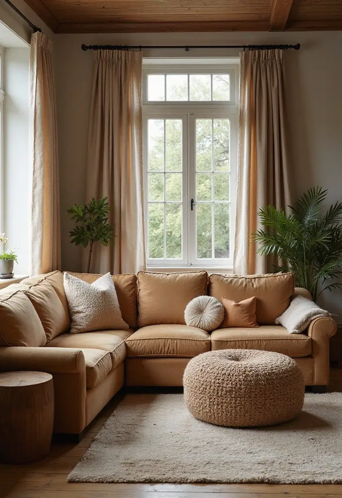 50 Brown Sofa Living Room Ideas That Feel Warm and Inviting 33 50 Brown Sofa Living Room Ideas That Feel Warm and Inviting - 31. Cozy Bench Seating