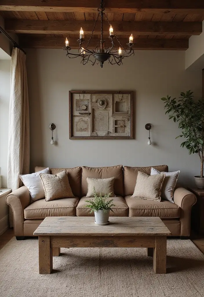 50 Brown Sofa Living Room Ideas That Feel Warm and Inviting 4 50 Brown Sofa Living Room Ideas That Feel Warm and Inviting - 4. Rustic Farmhouse Vibes