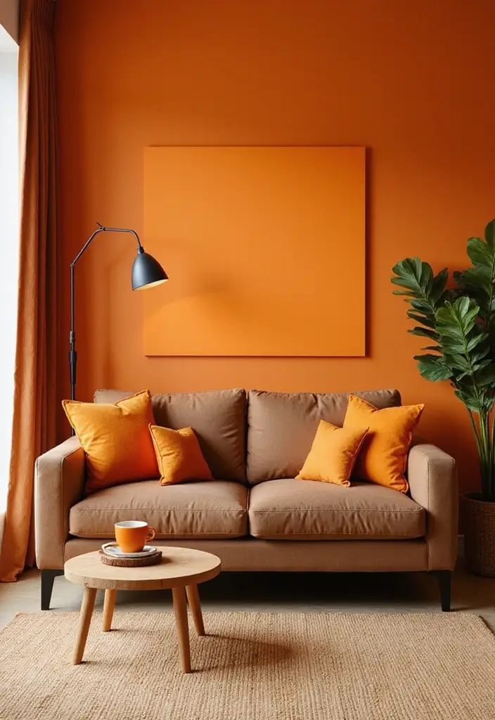 50 Brown Sofa Living Room Ideas That Feel Warm and Inviting 44 50 Brown Sofa Living Room Ideas That Feel Warm and Inviting - 40. Bold Color Pop