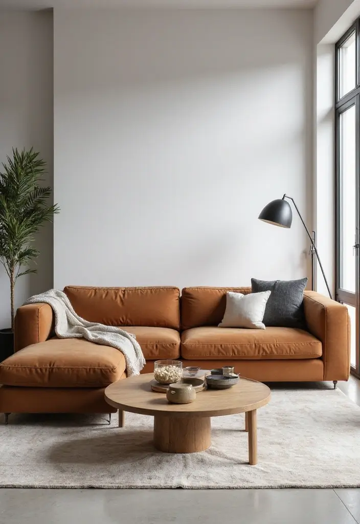 50 Brown Sofa Living Room Ideas That Feel Warm and Inviting 7 50 Brown Sofa Living Room Ideas That Feel Warm and Inviting - 7. Contemporary Minimalism