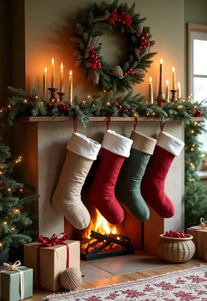 50 Christmas Decor Ideas for Living Rooms That Wow Guests Instantly - 12. Eco-Friendly Stockings