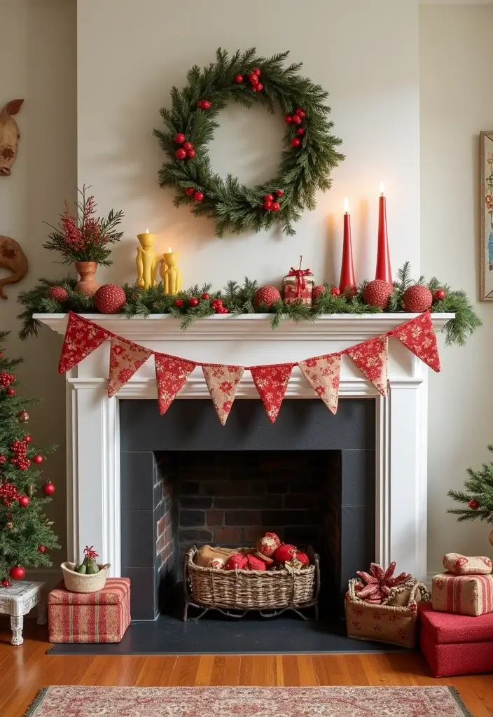 50 Christmas Decor Ideas for Living Rooms That Wow Guests Instantly - 23. Fabric Banners