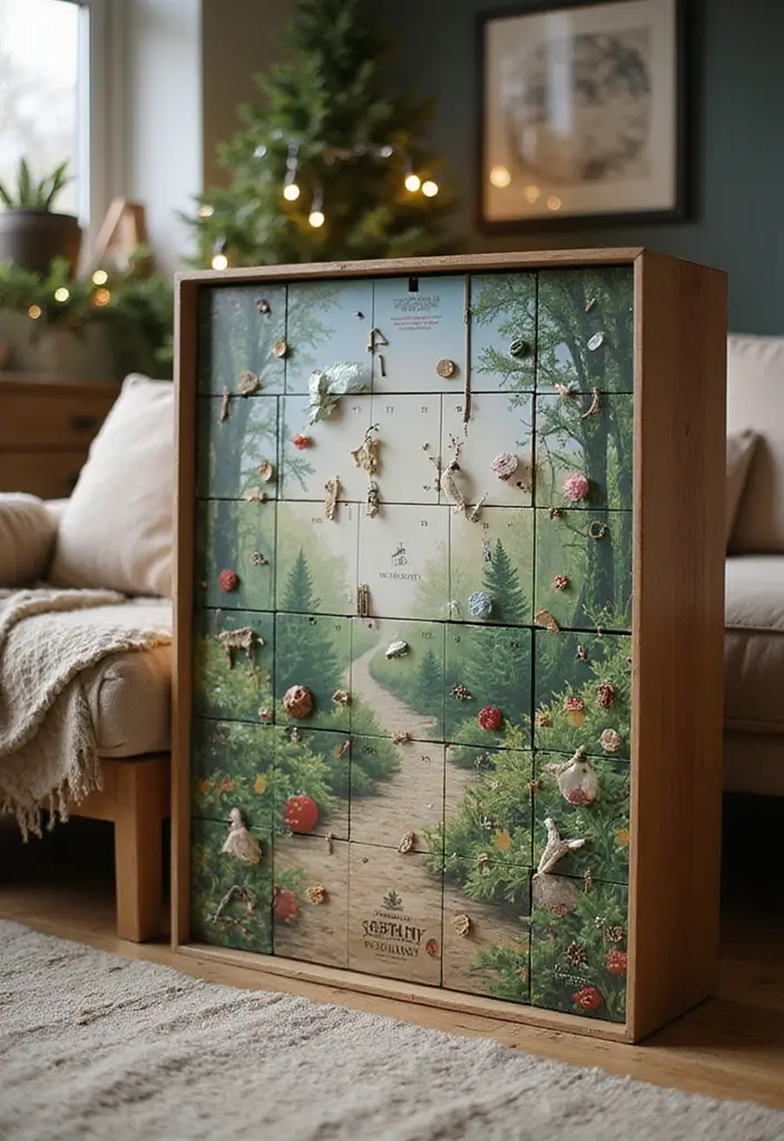 50 Christmas Decor Ideas for Living Rooms That Wow Guests Instantly - 33. Nature-Focused Advent Calendars