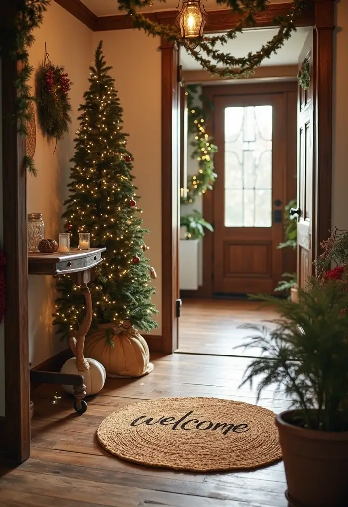 50 Christmas Decor Ideas for Living Rooms That Wow Guests Instantly - 35. Warm Welcome Mats