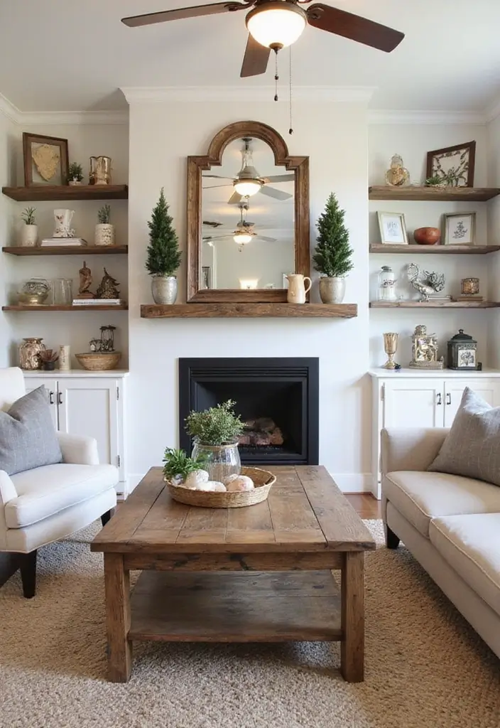 50 Christmas Decor Ideas for Living Rooms That Wow Guests Instantly - 37. Rustic Furniture Accents