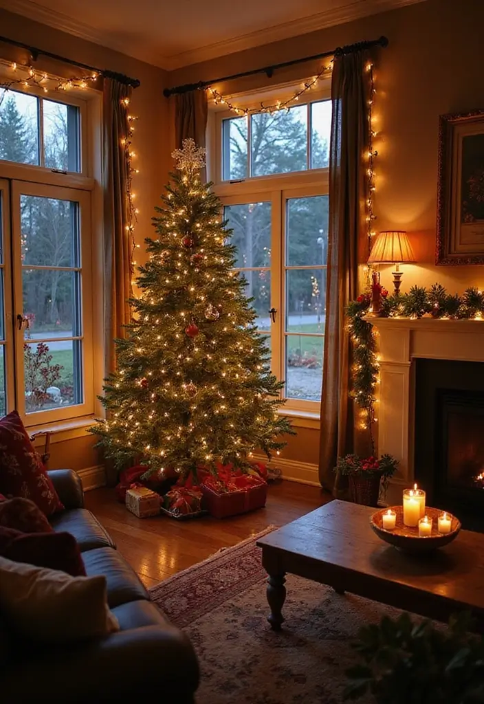 50 Christmas Decor Ideas for Living Rooms That Wow Guests Instantly - 42. Vintage-Looking Christmas Lights