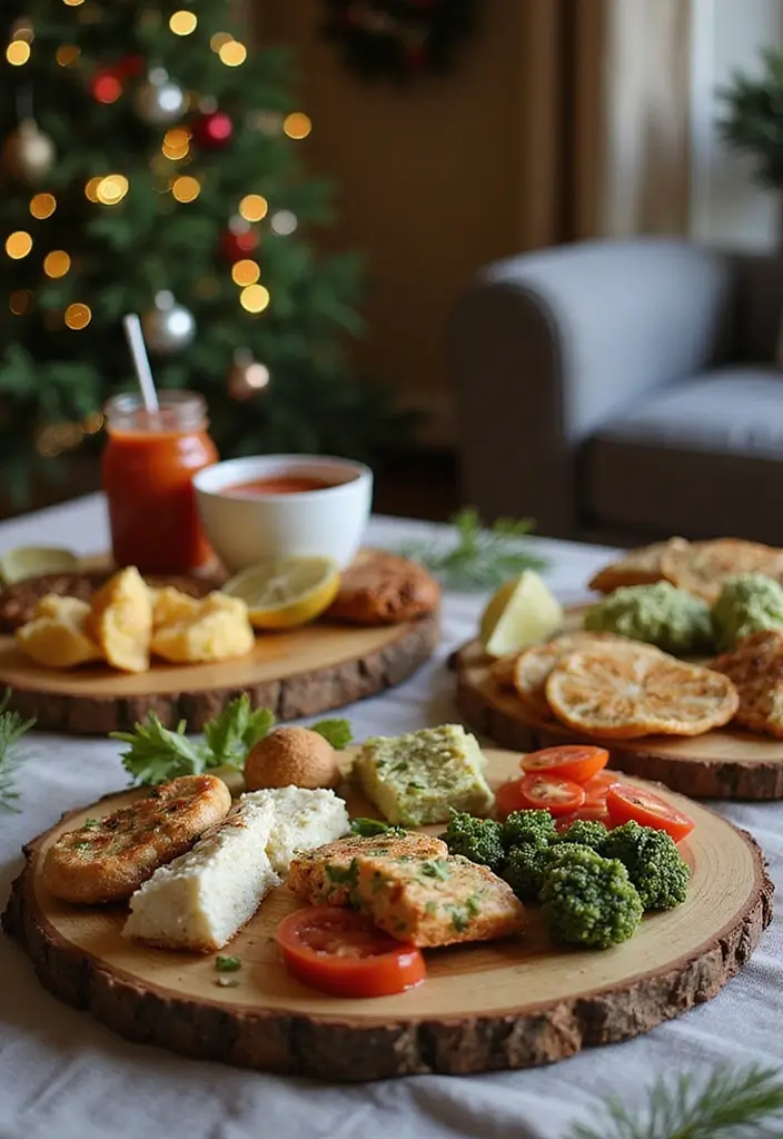 50 Christmas Decor Ideas for Living Rooms That Wow Guests Instantly - 43. Plant-Based Holiday Snacks Display