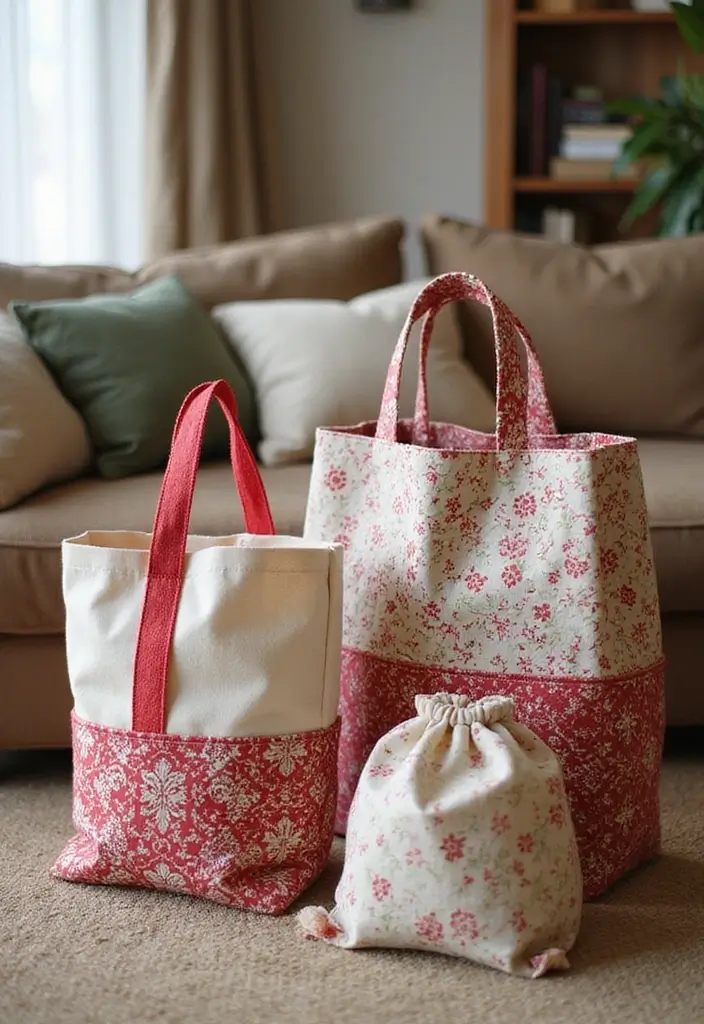 50 Christmas Decor Ideas for Living Rooms That Wow Guests Instantly - 44. Reusable Gift Bags