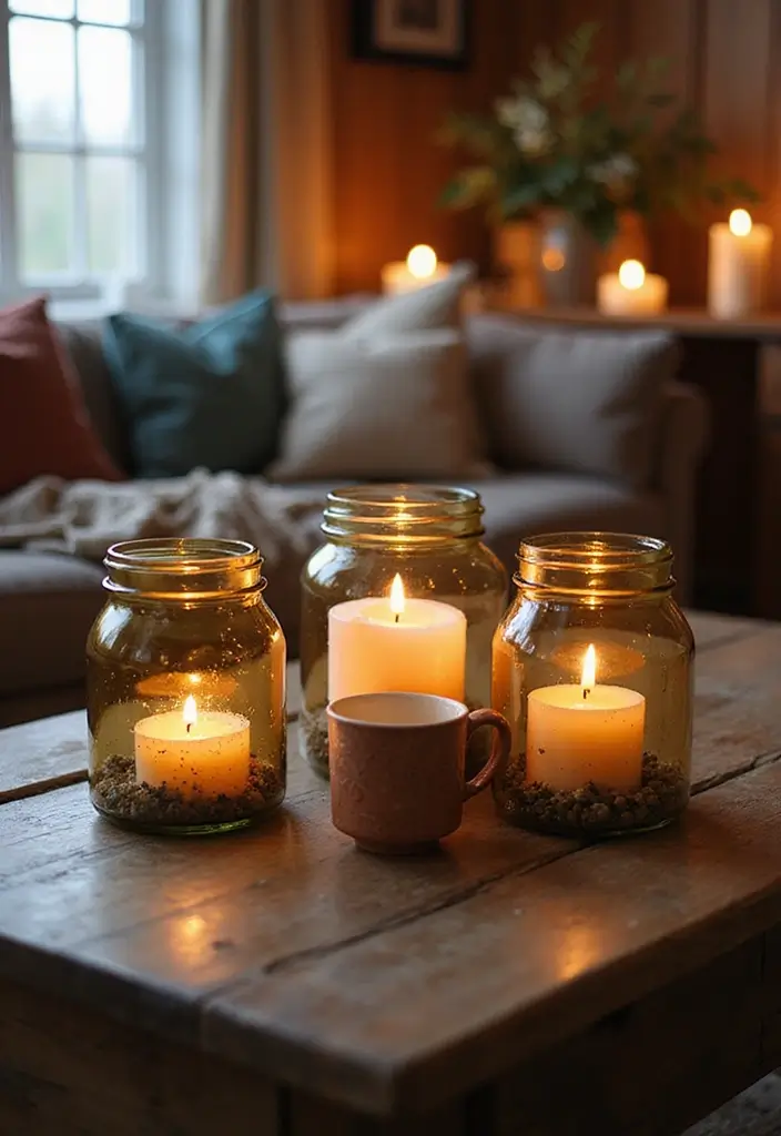 50 Christmas Decor Ideas for Living Rooms That Wow Guests Instantly - 46. Upcycled Candle Holders