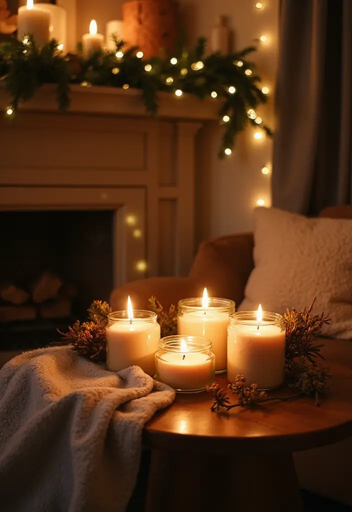 50 Christmas Decor Ideas for Living Rooms That Wow Guests Instantly - 6. Seasonal Scented Candles
