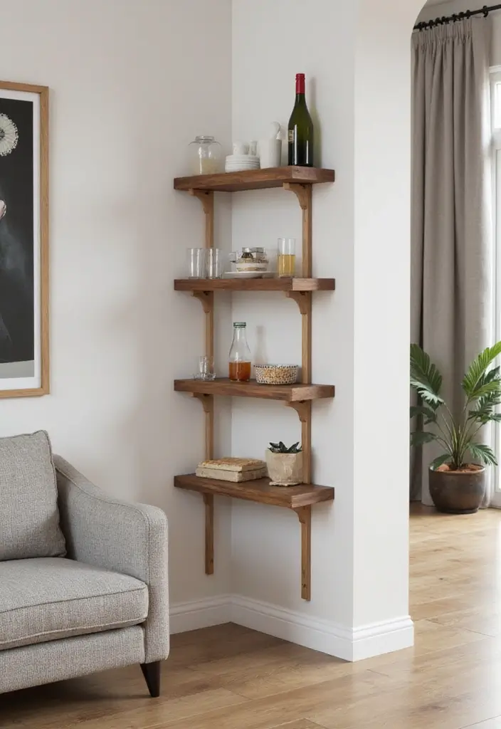 50 Clever Shelf Ideas for Living Rooms That Add Both Style and Storage - 15. Foldable Wall Shelves