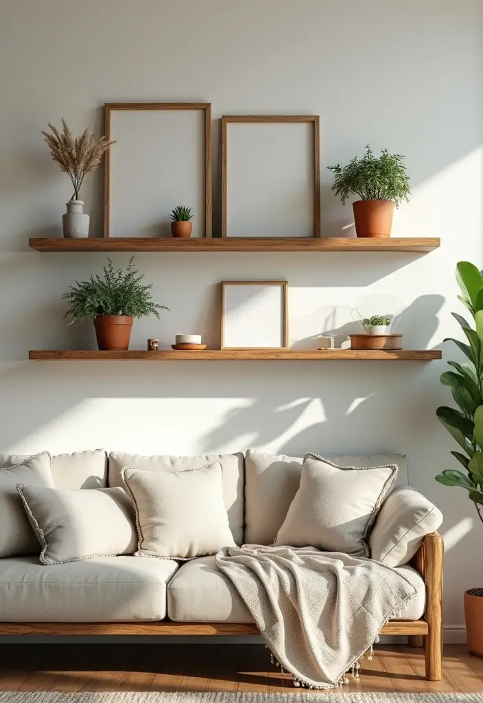 50 Clever Shelf Ideas for Living Rooms That Add Both Style and Storage - 2. Rustic Wooden Shelves
