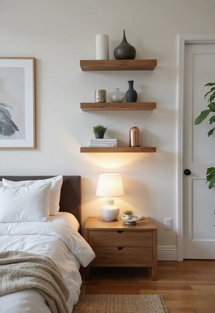 50 Clever Shelf Ideas for Living Rooms That Add Both Style and Storage - 21. Floating Nightstand Shelves