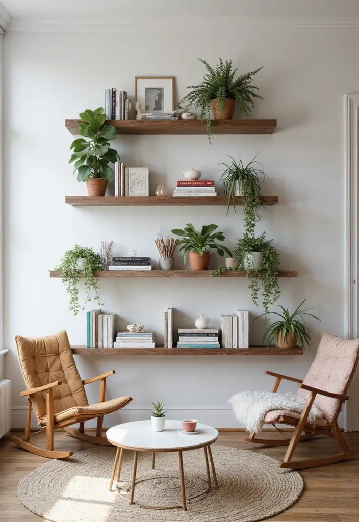 50 Clever Shelf Ideas for Living Rooms That Add Both Style and Storage - 22. S-Shaped Shelves