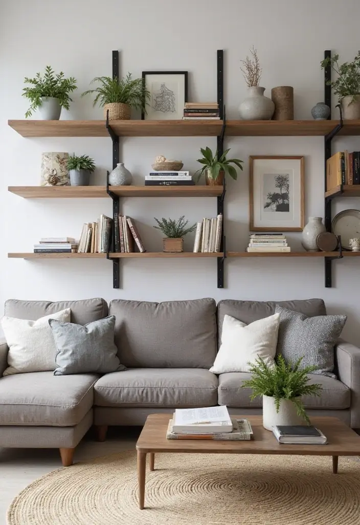 50 Clever Shelf Ideas for Living Rooms That Add Both Style and Storage - 27. Adjustable Shelving Systems