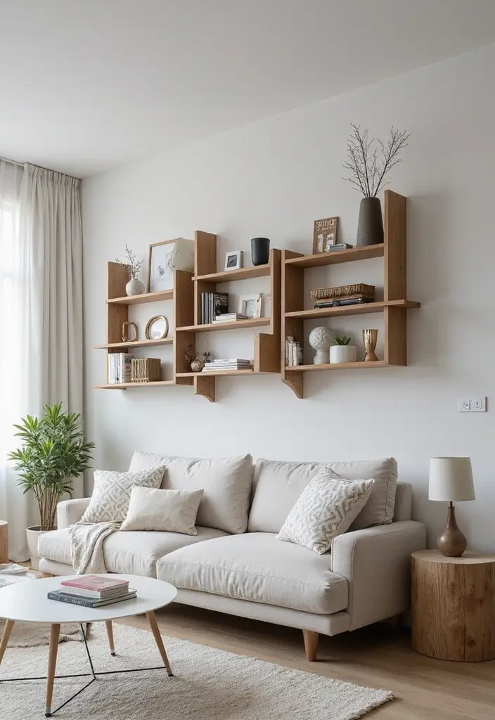 50 Clever Shelf Ideas for Living Rooms That Add Both Style and Storage - 34. Floating Shelf Systems