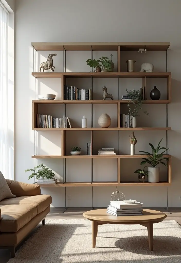 50 Clever Shelf Ideas for Living Rooms That Add Both Style and Storage - 40. Modular Shelving Systems