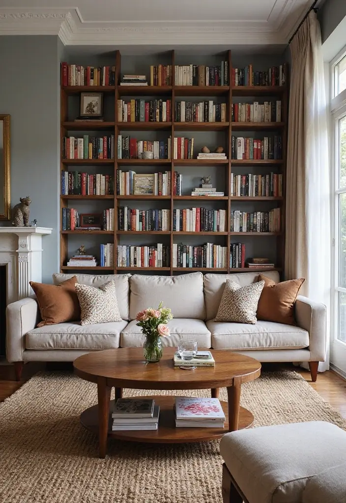 50 Cosy Living Room Ideas That Make Your Home Extra Inviting 26 50 Cosy Living Room Ideas That Make Your Home Extra Inviting - 24. Curated Book Collection