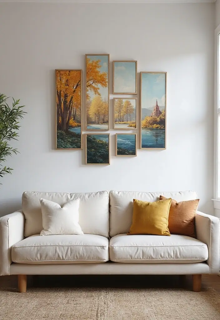 50 Cosy Living Room Ideas That Make Your Home Extra Inviting 33 50 Cosy Living Room Ideas That Make Your Home Extra Inviting - 31. Layered Wall Art