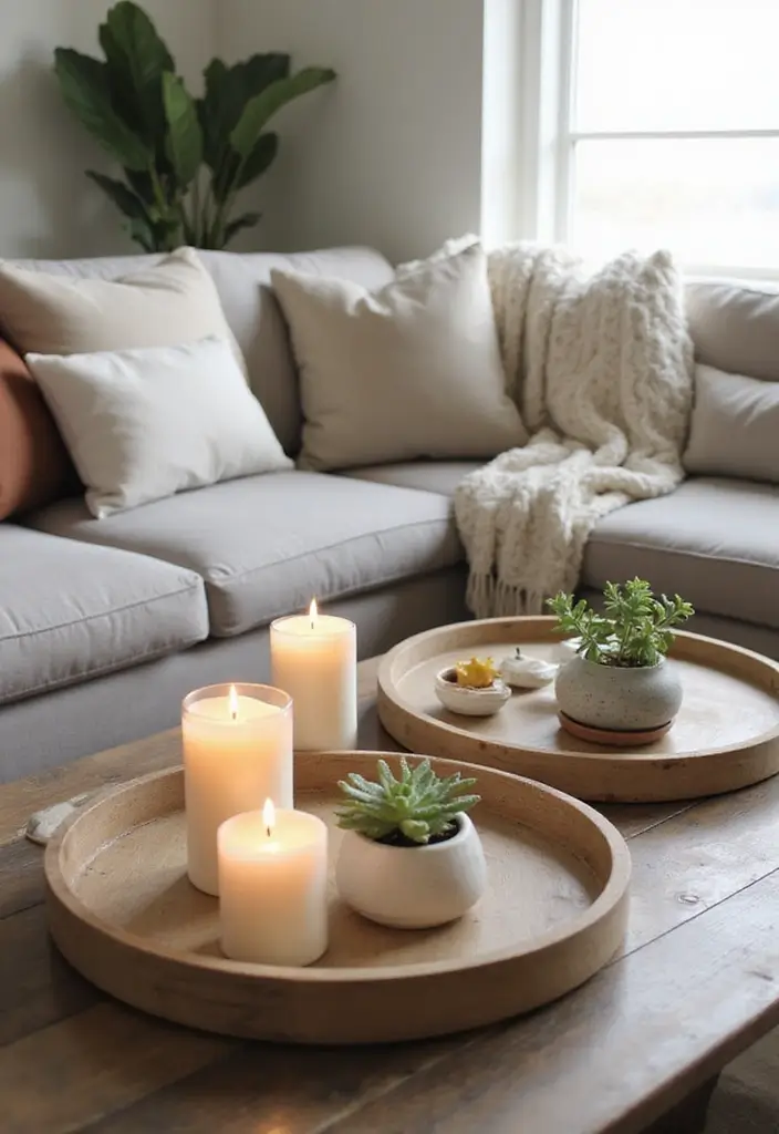 50 Cosy Living Room Ideas That Make Your Home Extra Inviting 41 50 Cosy Living Room Ideas That Make Your Home Extra Inviting - 37. Decorative Trays