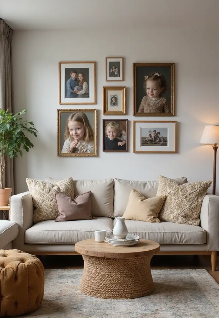 50 Cozy Living Room Ideas You’ll Want to Copy This Season 28 50 Cozy Living Room Ideas You’ll Want to Copy This Season - 28. Personal Touches with Family Photos