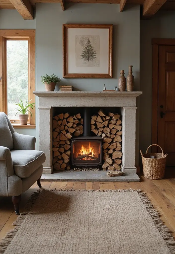 50 Cozy Living Room Ideas You’ll Want to Copy This Season 49 50 Cozy Living Room Ideas You’ll Want to Copy This Season - 49. Minimalist Firewood Display