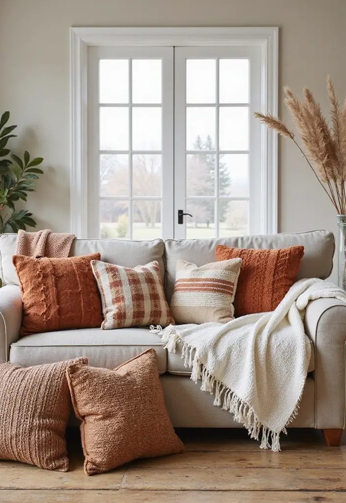 50 Cozy Living Room Ideas You’ll Want to Copy This Season 9 50 Cozy Living Room Ideas You’ll Want to Copy This Season - 9. Seasonal Pillows and Throws