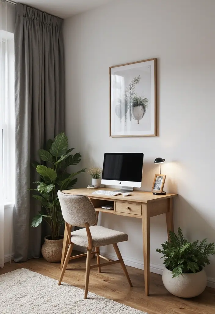 50 Creative Living Room Ideas for Apartments That Feel Spacious and Stylish - 20. Compact Workspaces