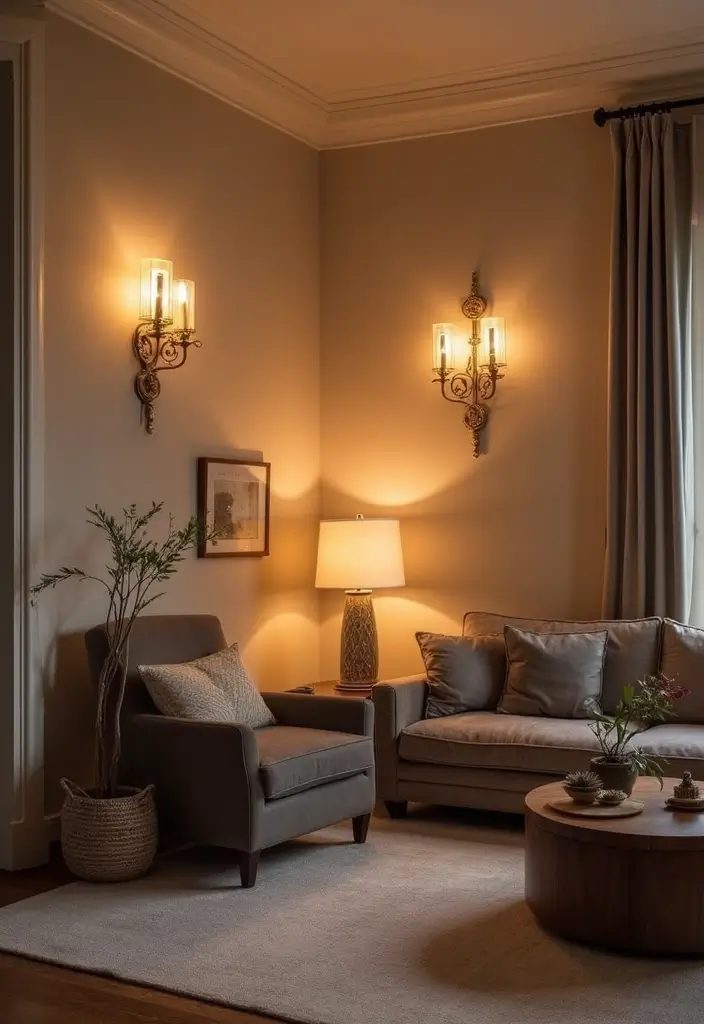 50 Creative Living Room Ideas for Apartments That Feel Spacious and Stylish - 30. Accent Lighting