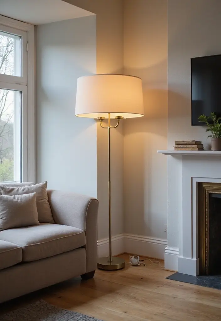 50 Creative Living Room Ideas for Apartments That Feel Spacious and Stylish - 31. Fun Floor Lamps