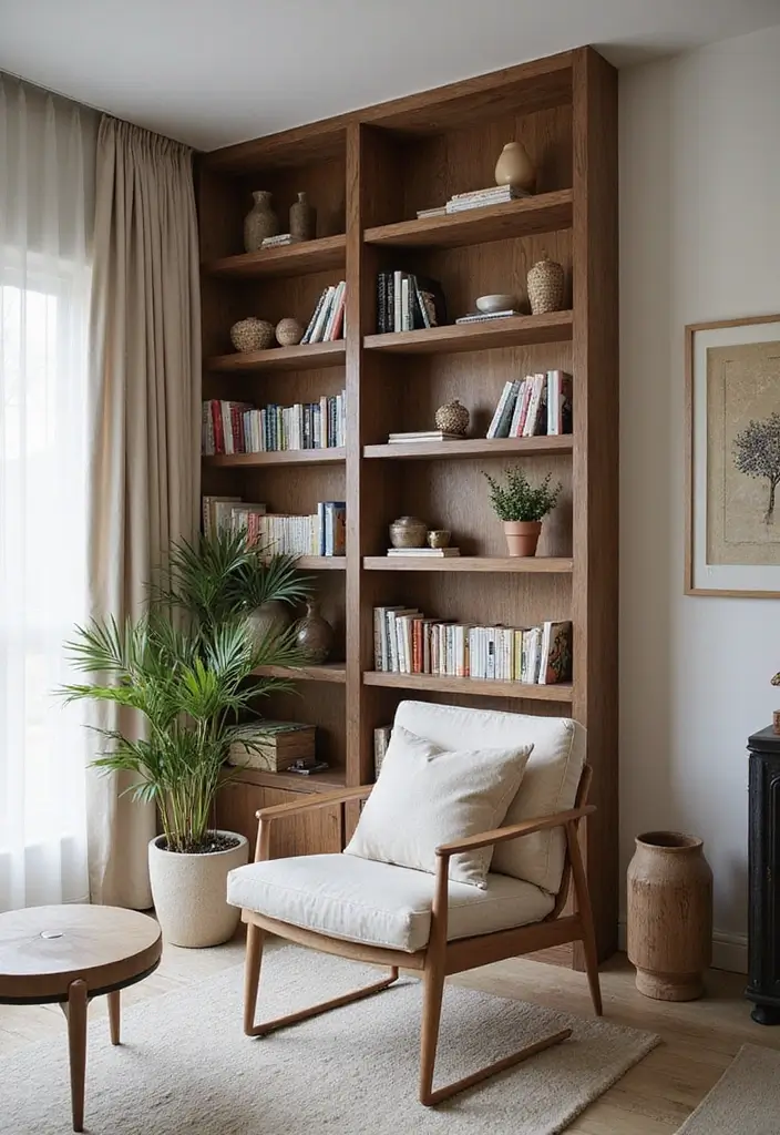 50 Creative Living Room Ideas for Apartments That Feel Spacious and Stylish - 34. Creative Bookshelves