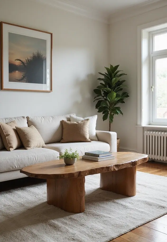 50 Creative Living Room Ideas for Apartments That Feel Spacious and Stylish - 35. Unique Coffee Tables