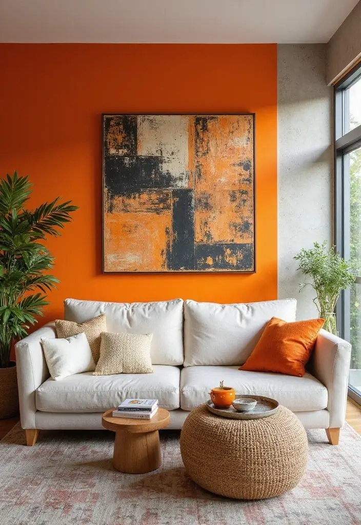 50 Creative Living Room Ideas for Apartments That Feel Spacious and Stylish - 36. Bright Accent Walls