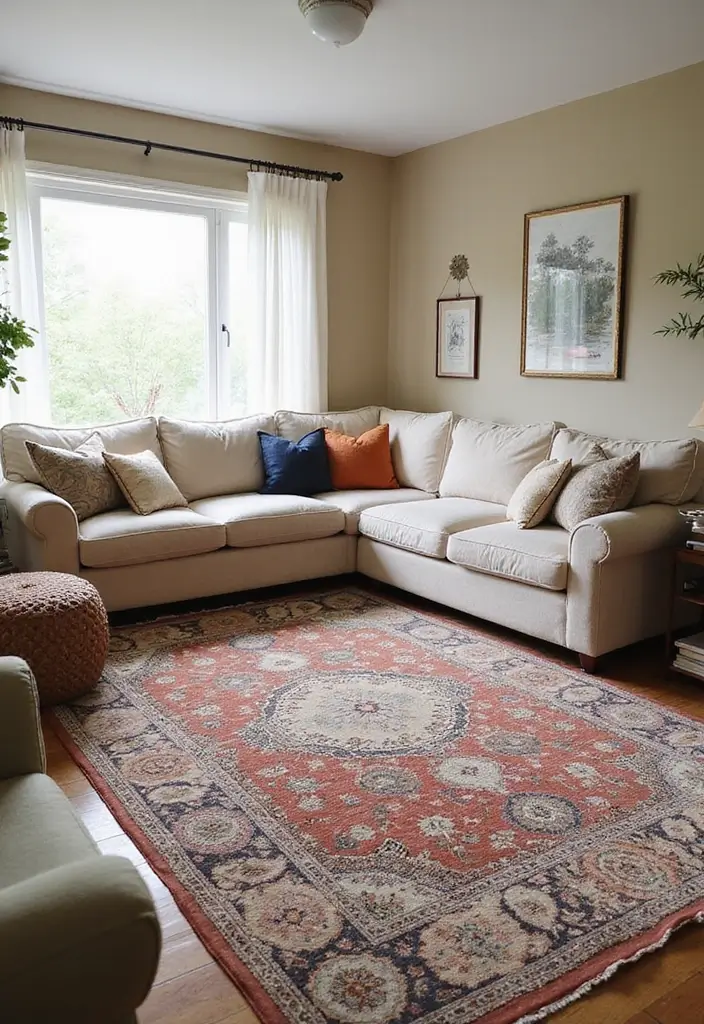 50 Creative Living Room Ideas for Apartments That Feel Spacious and Stylish - 42. Layered Rugs