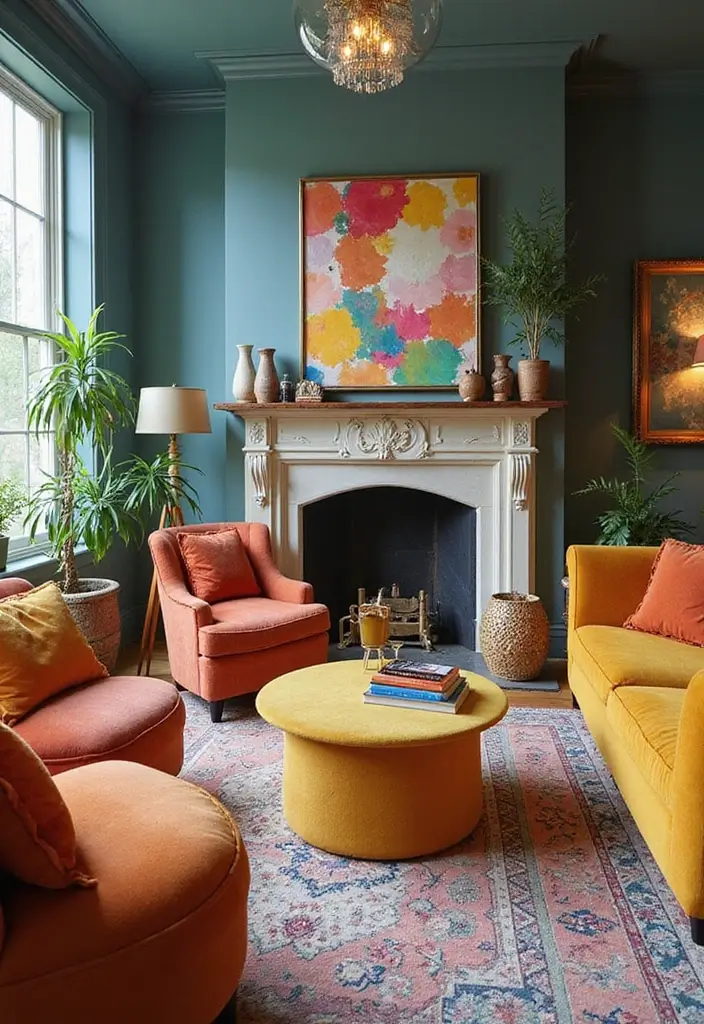 50 Creative Living Room Ideas for Apartments That Feel Spacious and Stylish - 44. Mood-Boosting Colors